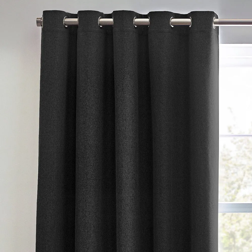 Dawn 100% Blackout Thermal Eyelet Curtains Black