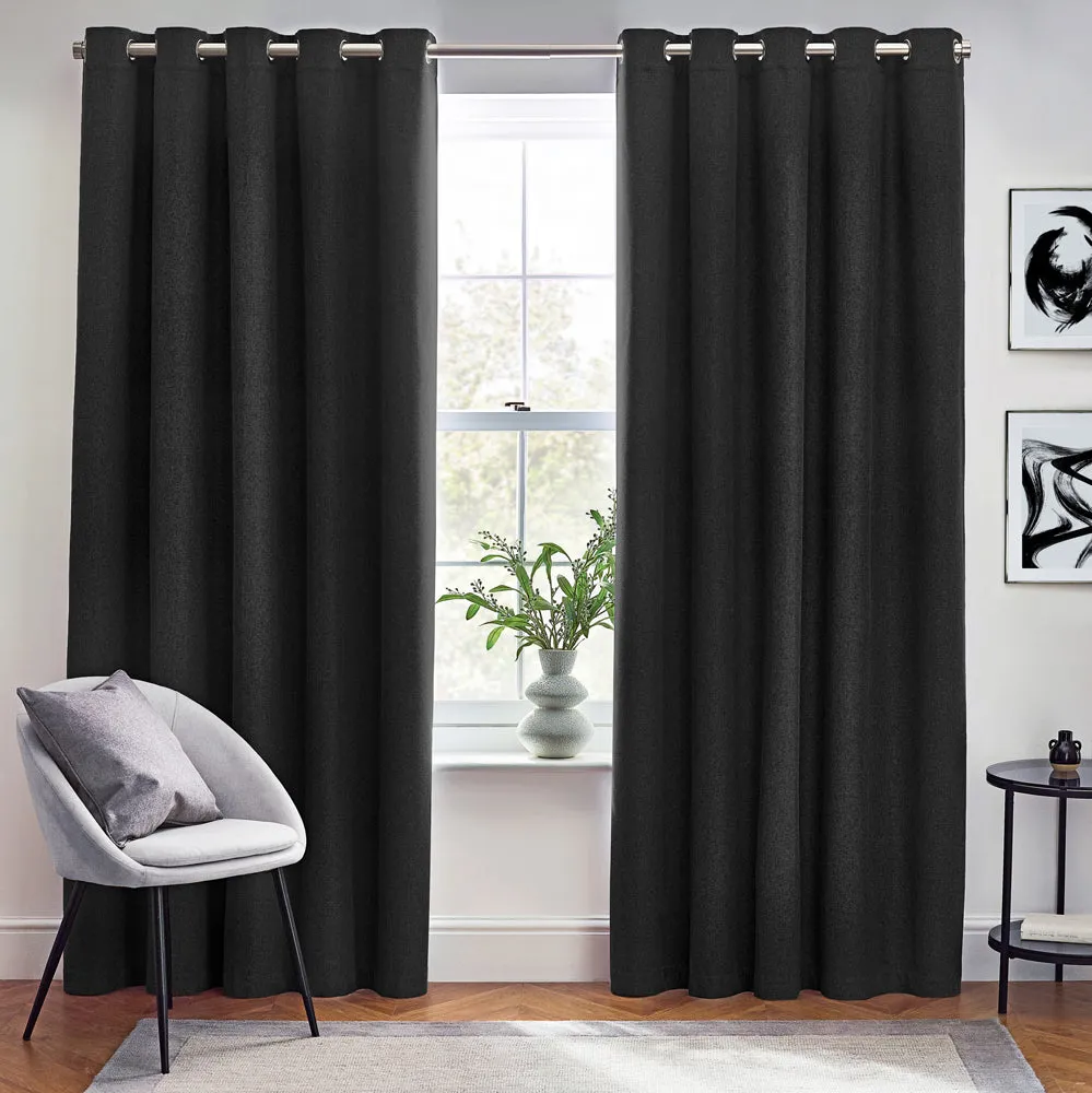 Dawn 100% Blackout Thermal Eyelet Curtains Black