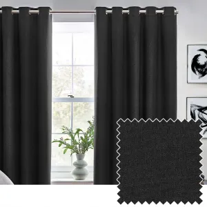 Dawn 100% Blackout Thermal Eyelet Curtains Black