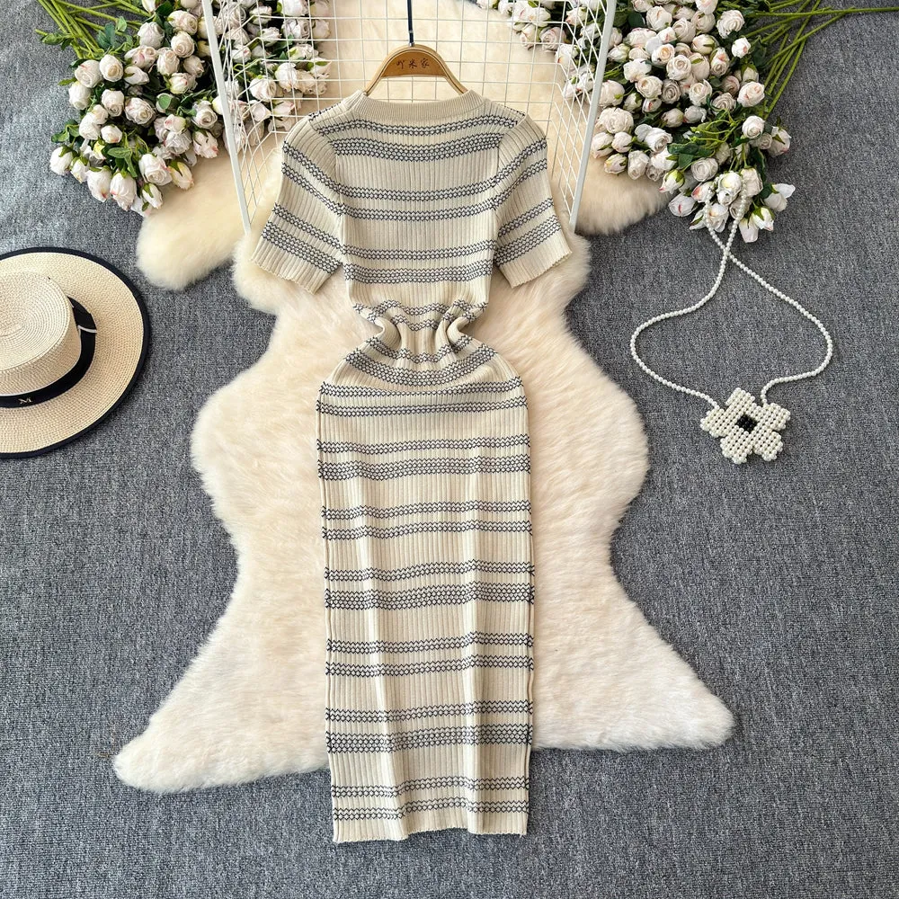 Delicate Striped Ice Silk Dress