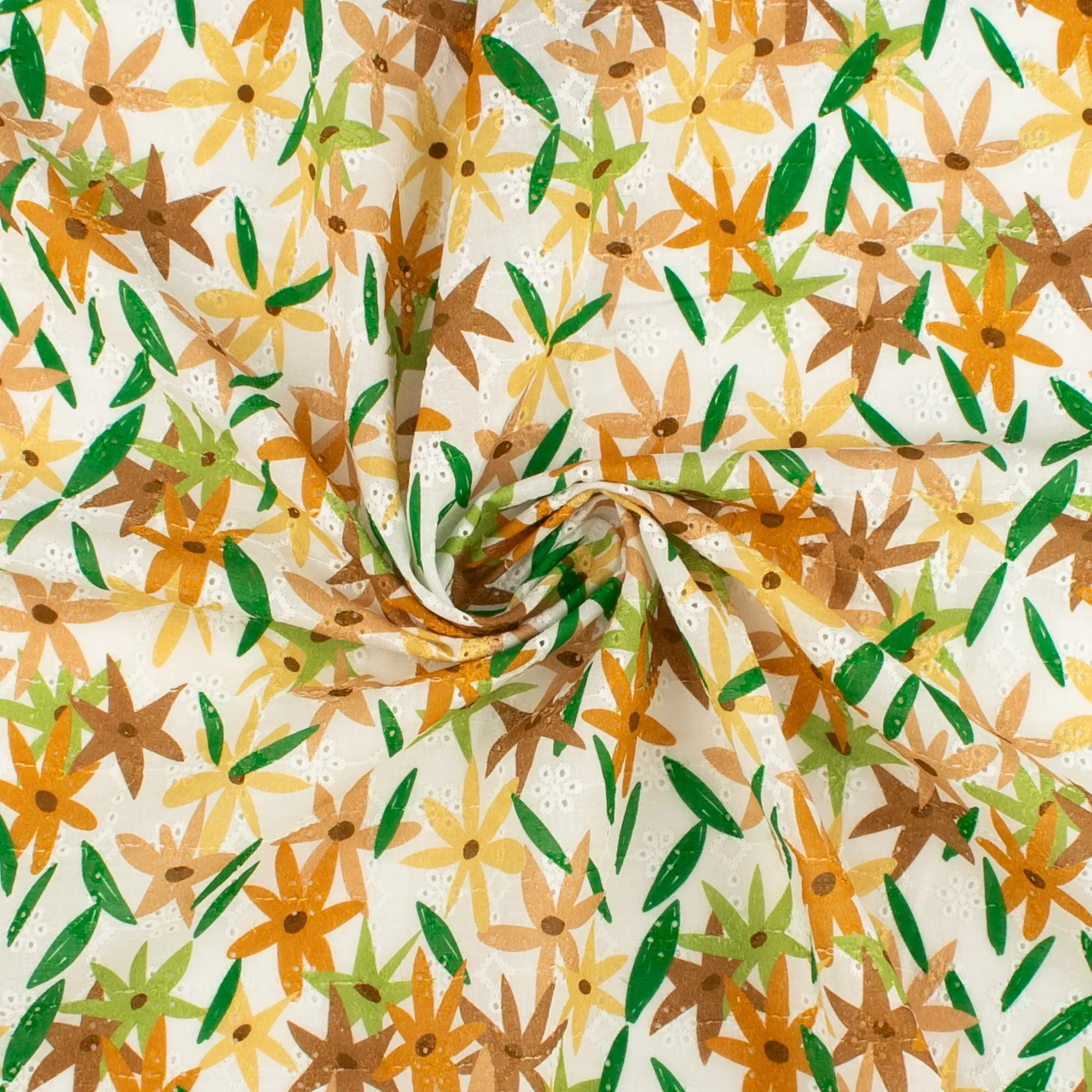 Digital Printed Eyelet - FLORA - 002 - Beige