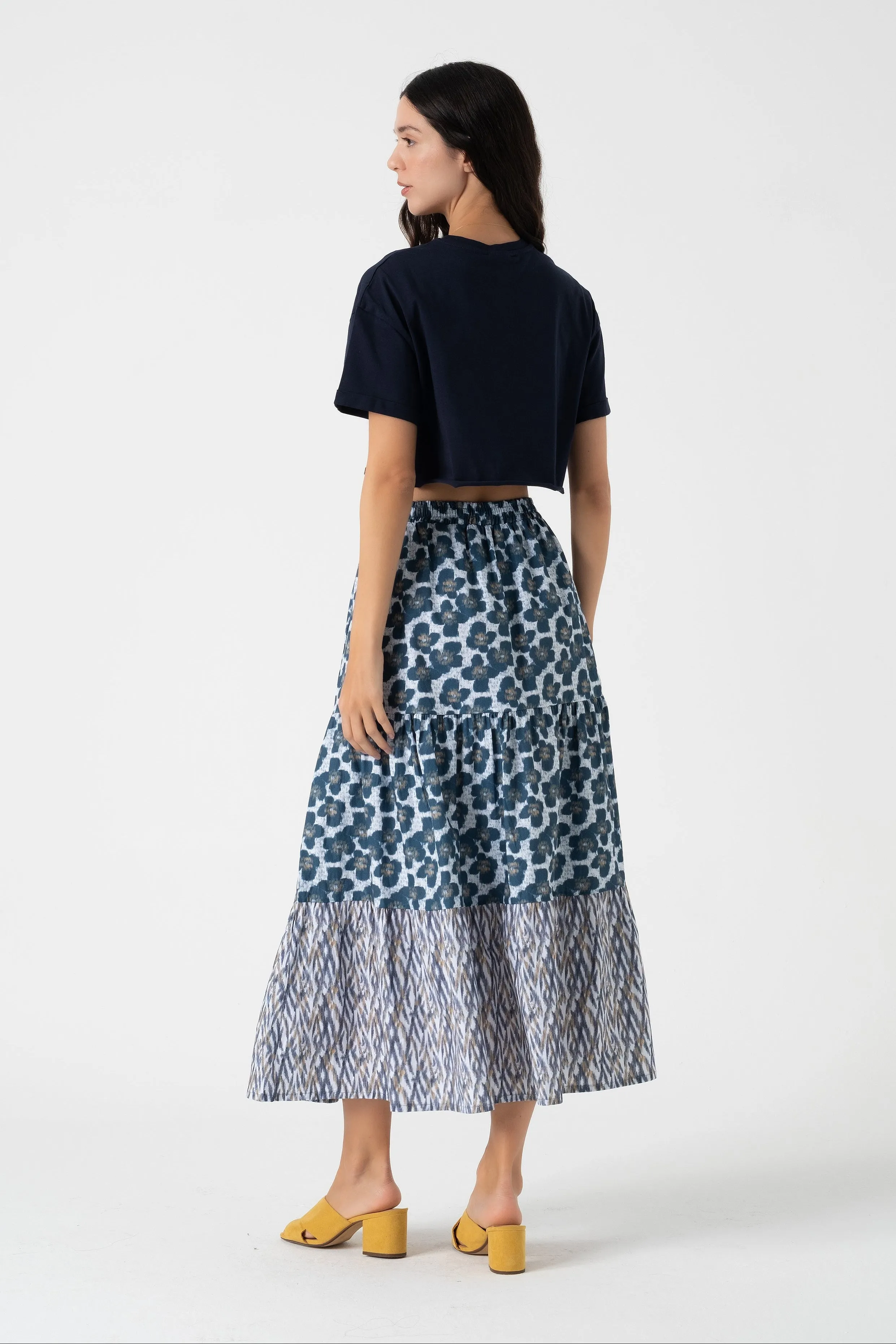 Elastic Waist Floral Skirt