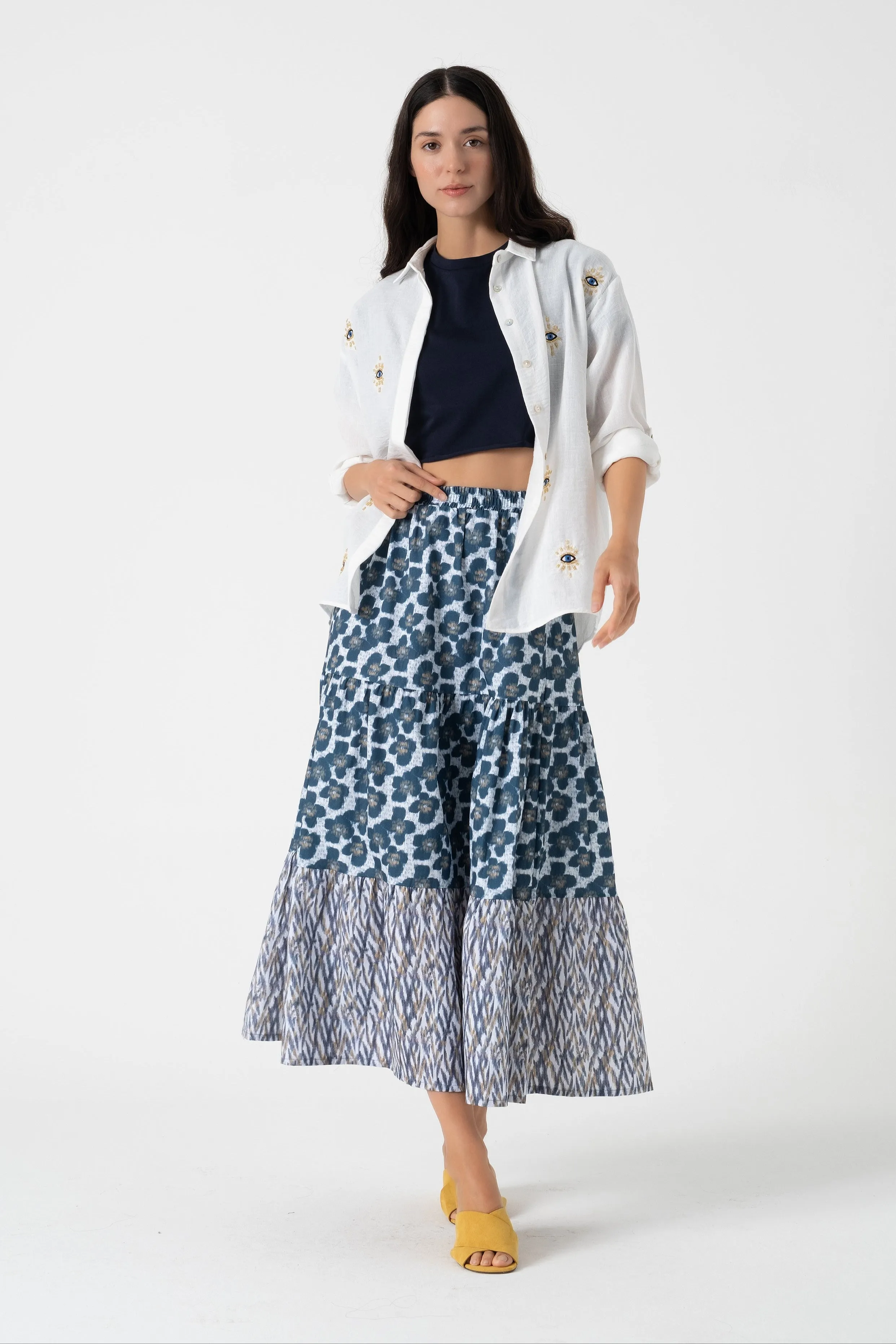 Elastic Waist Floral Skirt