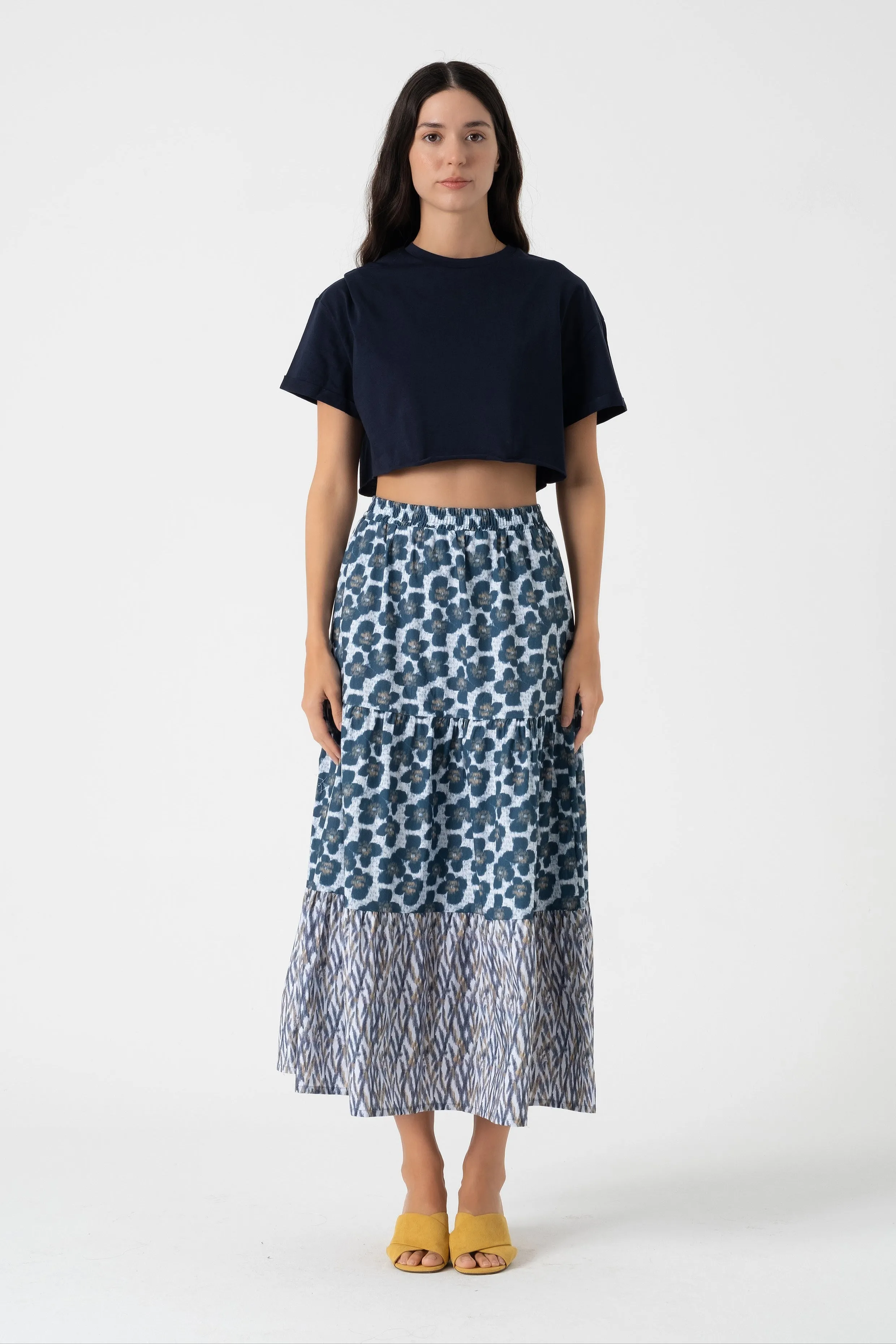 Elastic Waist Floral Skirt