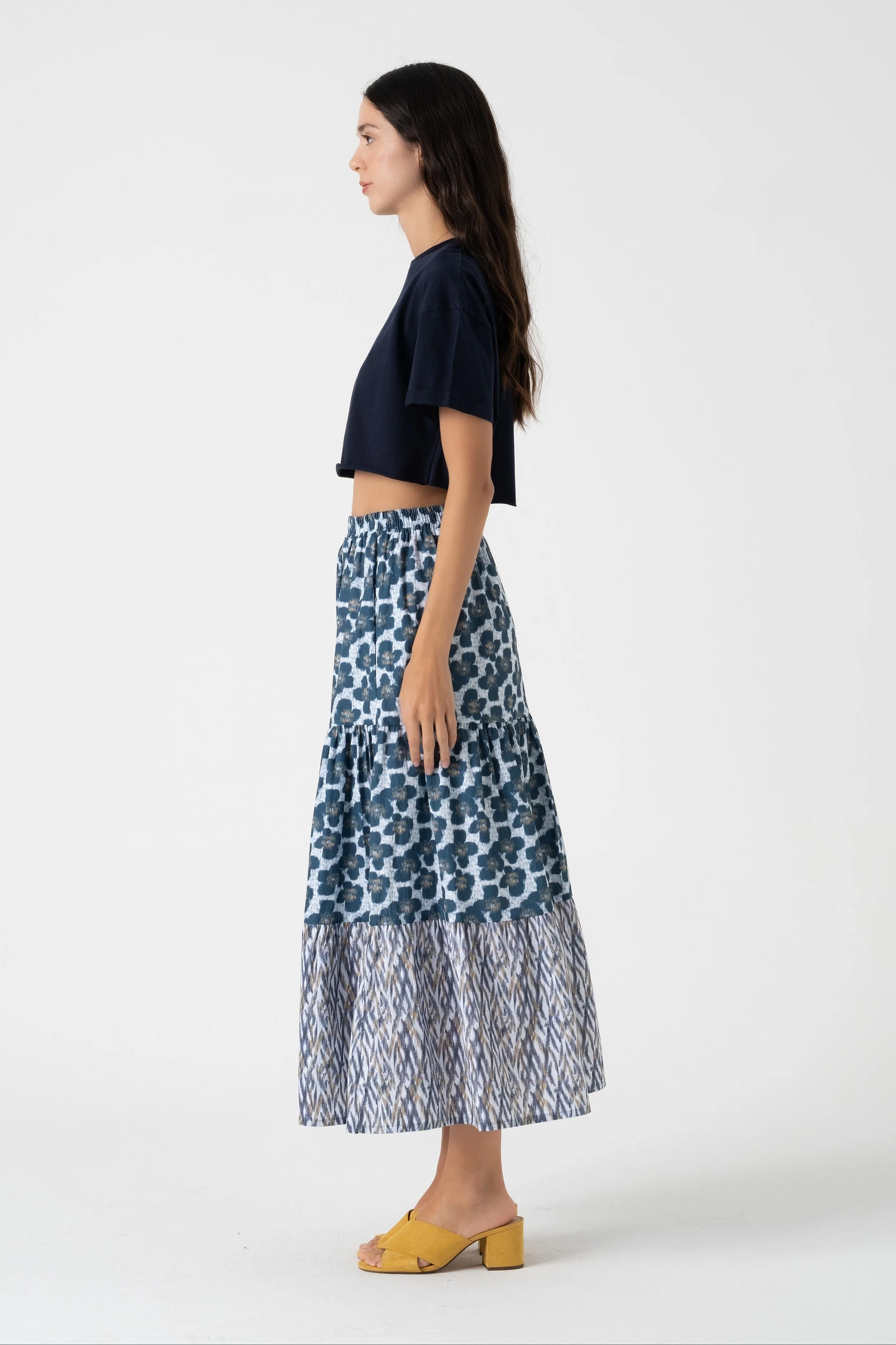 Elastic Waist Floral Skirt