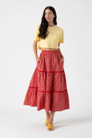 Elastic Waist Floral Skirt