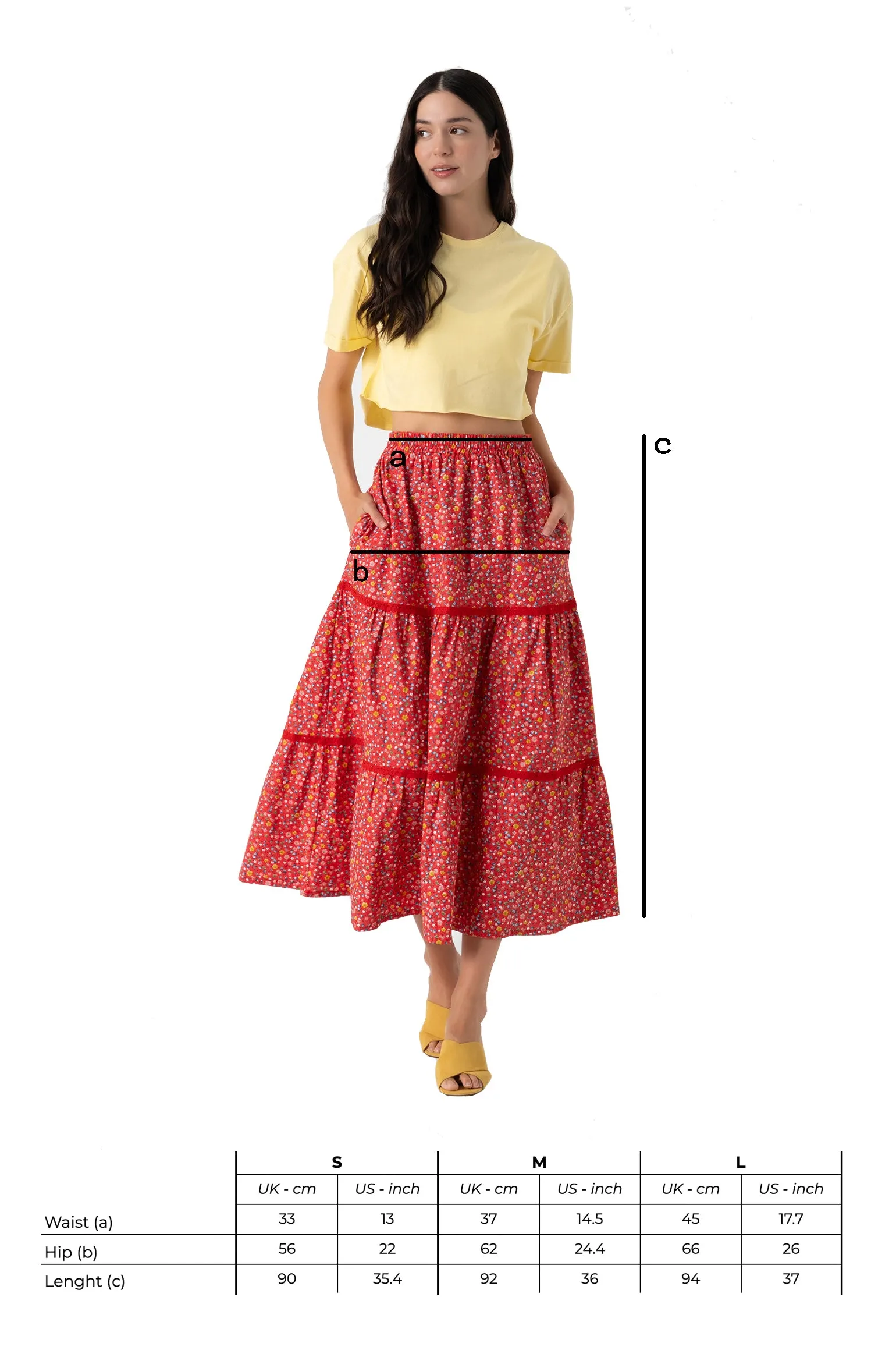 Elastic Waist Floral Skirt