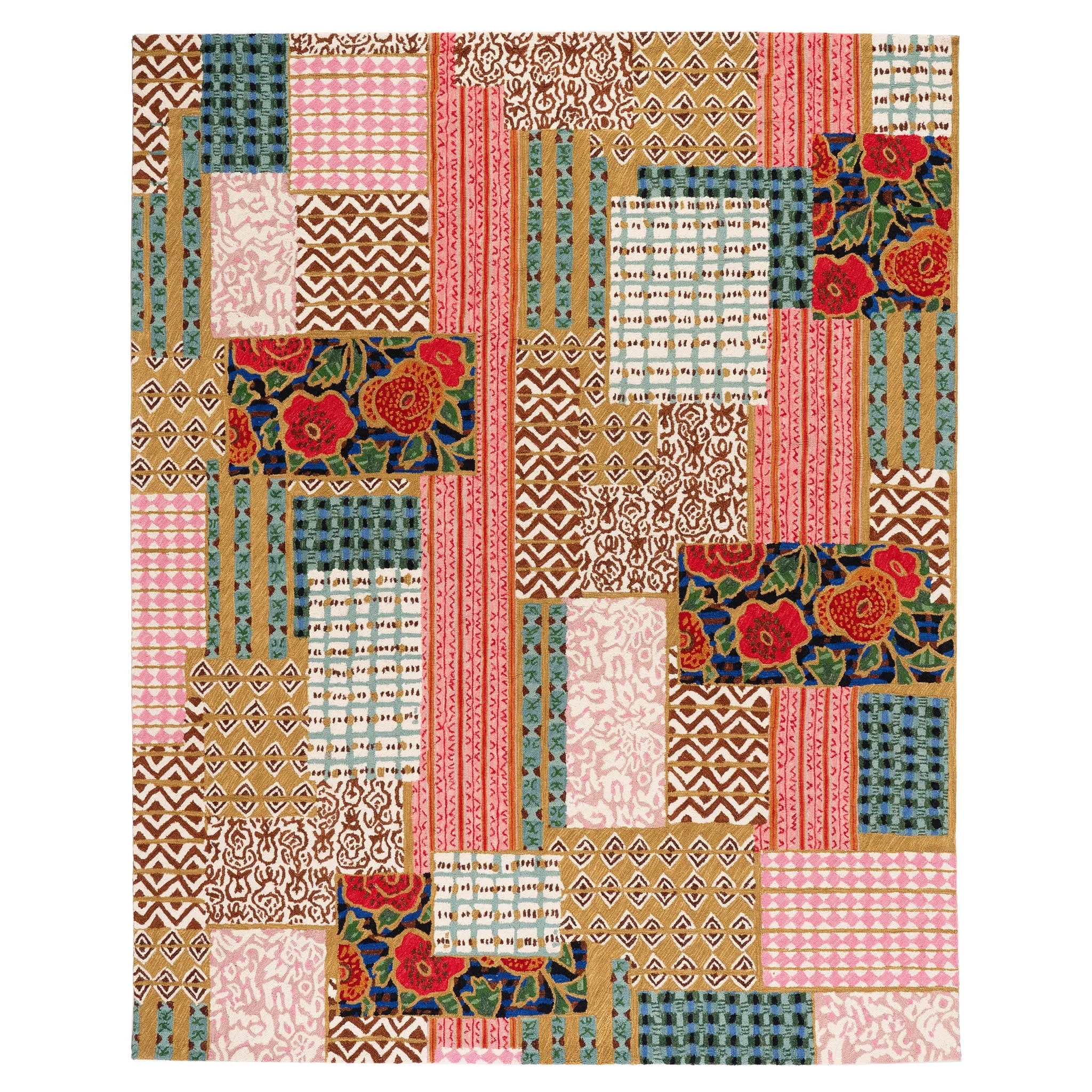 Elm Patchwork Multi Hand Micro Hooked Wool Rug Swatch