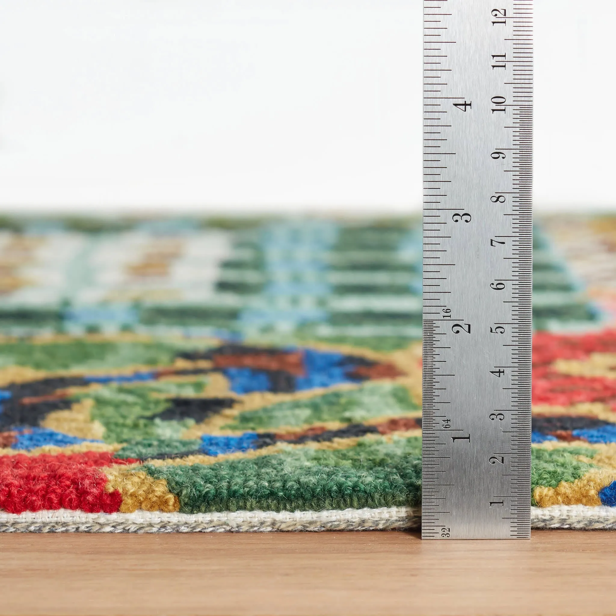 Elm Patchwork Multi Hand Micro Hooked Wool Rug Swatch
