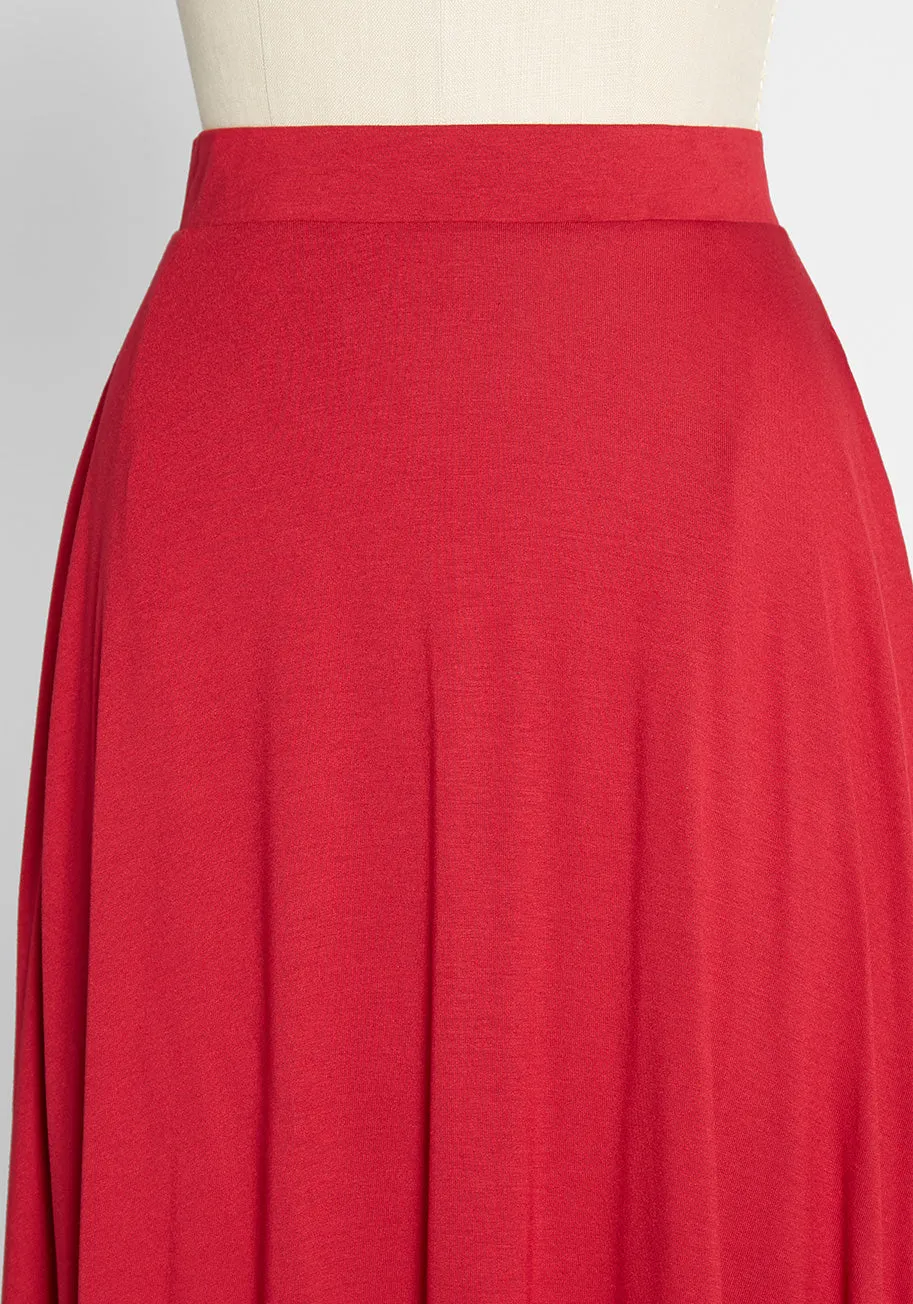 Excellence Attained Knit A-Line Skirt in Salsa