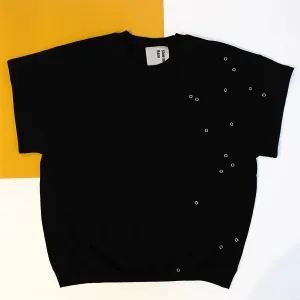 Eyeleted T in Black