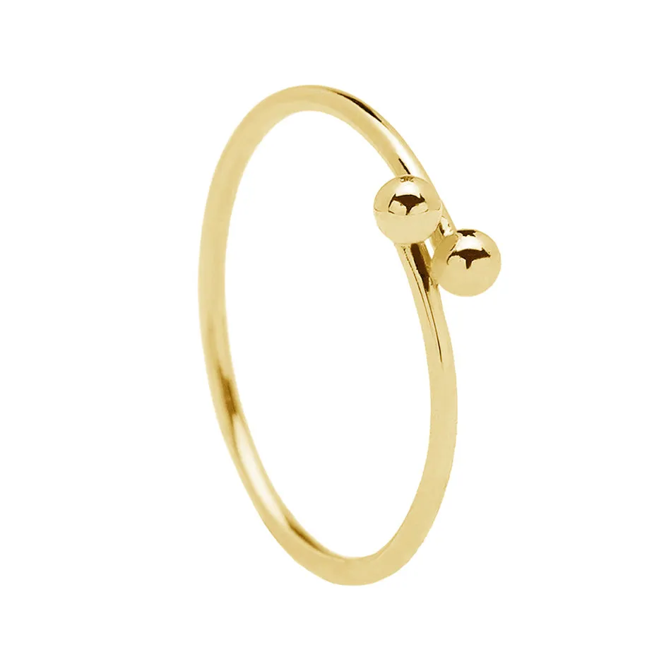 FJ0210 925 Sterling Silver Double Ball Ring
