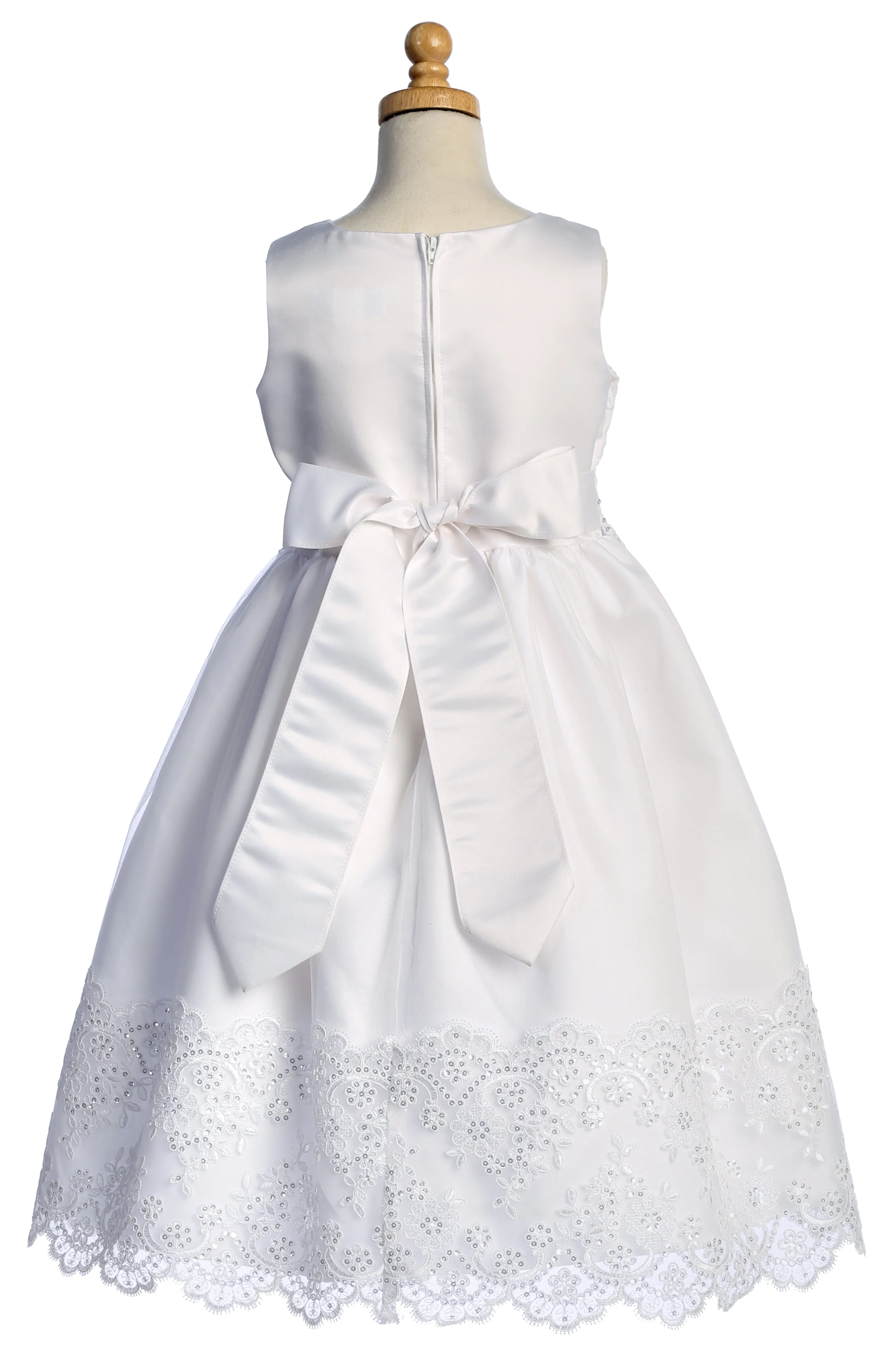 Girls Sequin Cordered Embroidered Tulle Overlay Communion Plus Size Dress 8.5-20.5