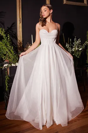 GLITTER FLOCKED BRIDAL BALL GOWN CDCD253W