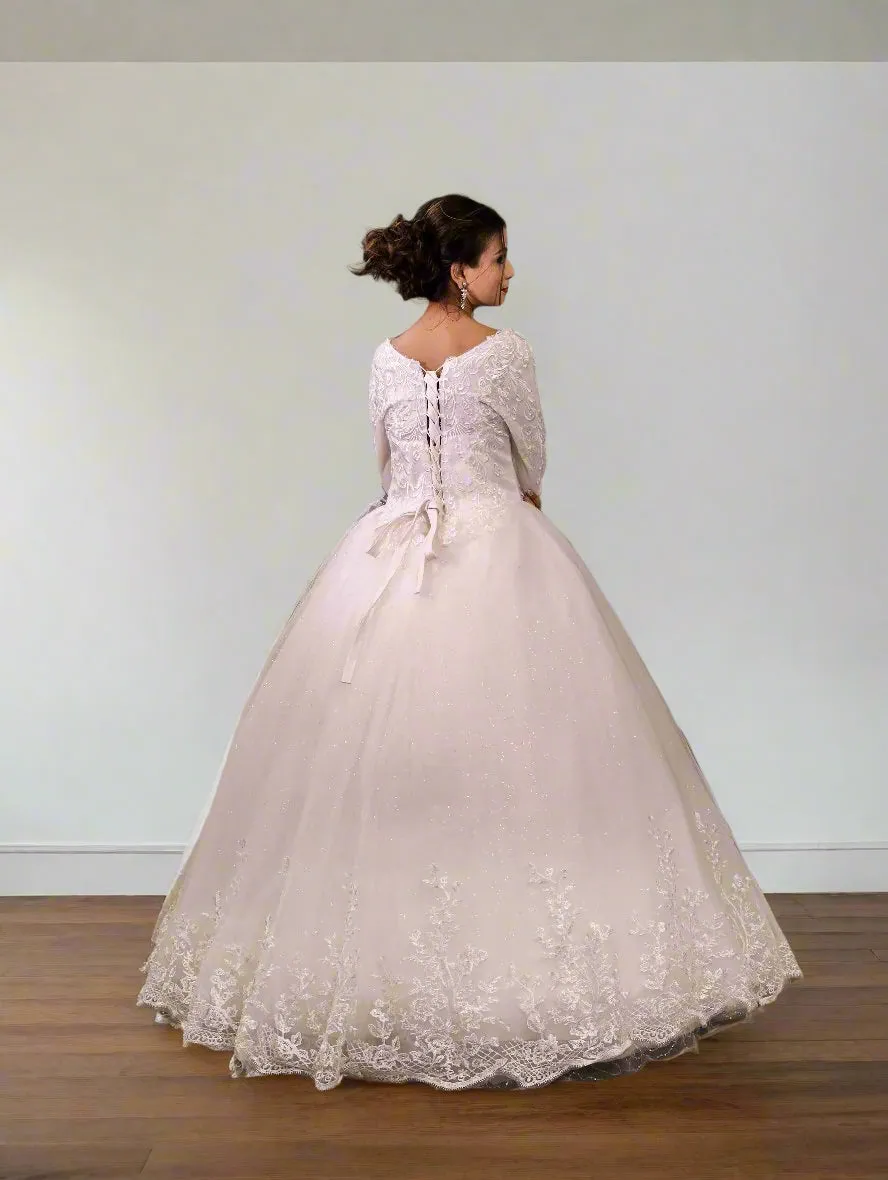 Gownlink White Wedding Ball Gown for the Christian Bride GLGF051C