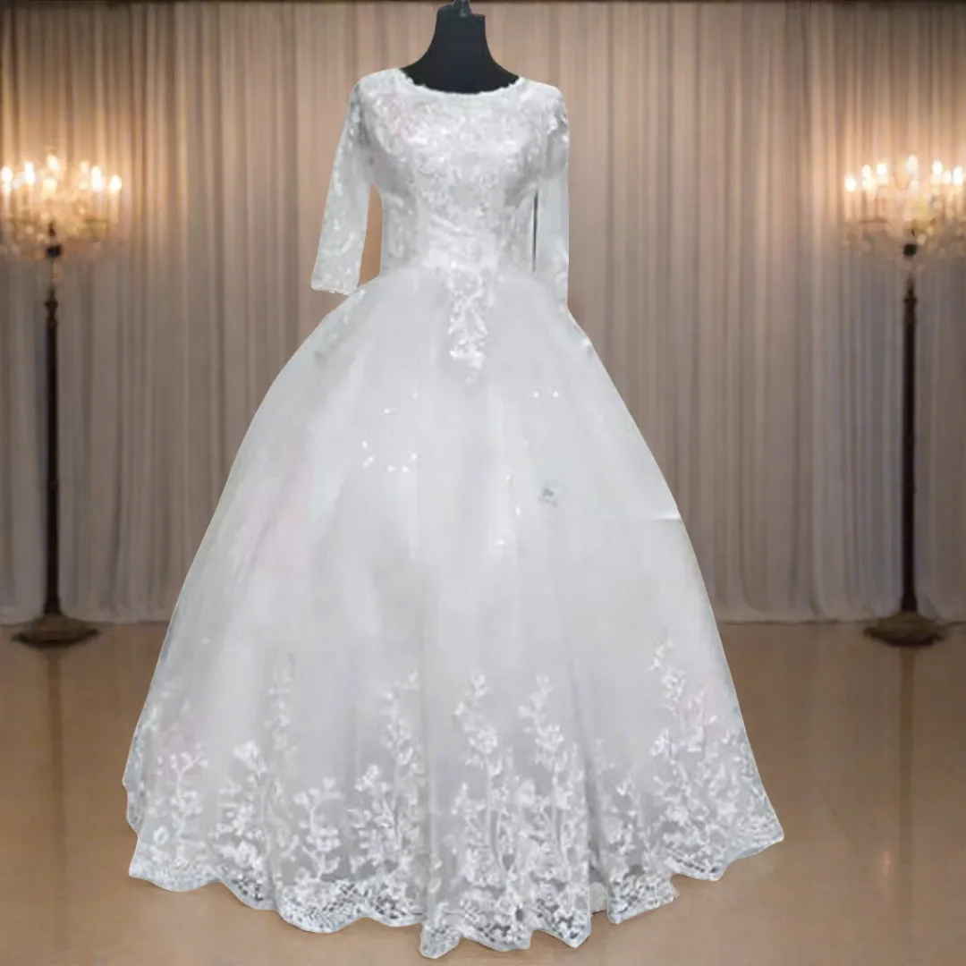 Gownlink White Wedding Ball Gown for the Christian Bride GLGF051C