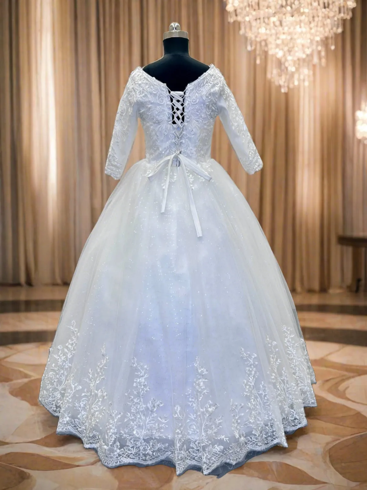 Gownlink White Wedding Ball Gown for the Christian Bride GLGF051C