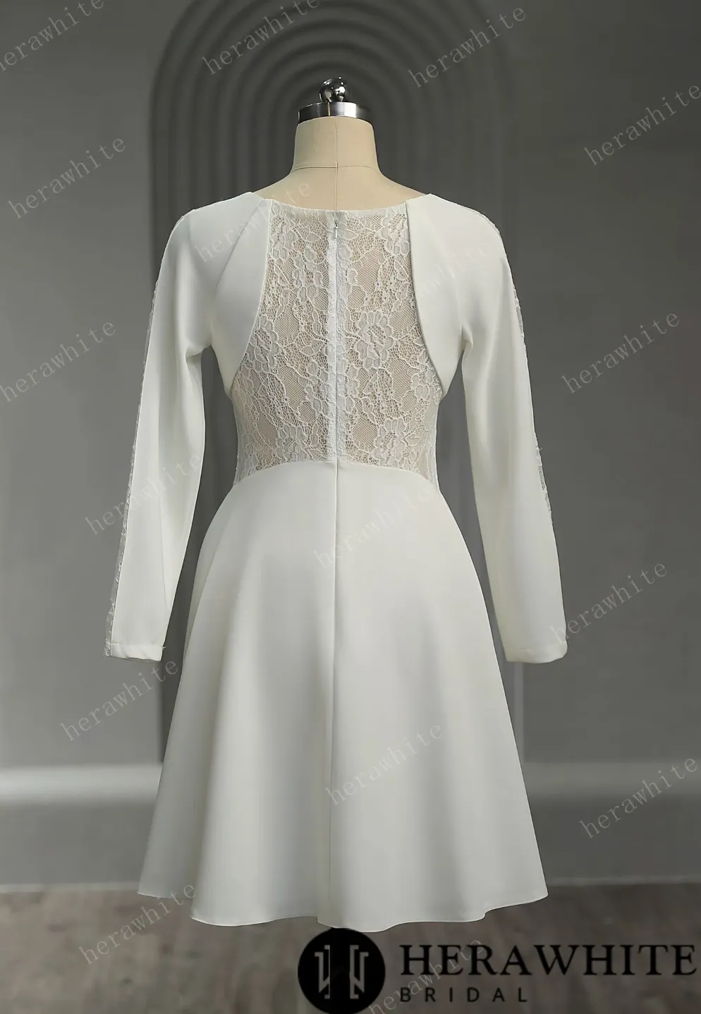 Graceful Illusion Lace Short Wedding Dress