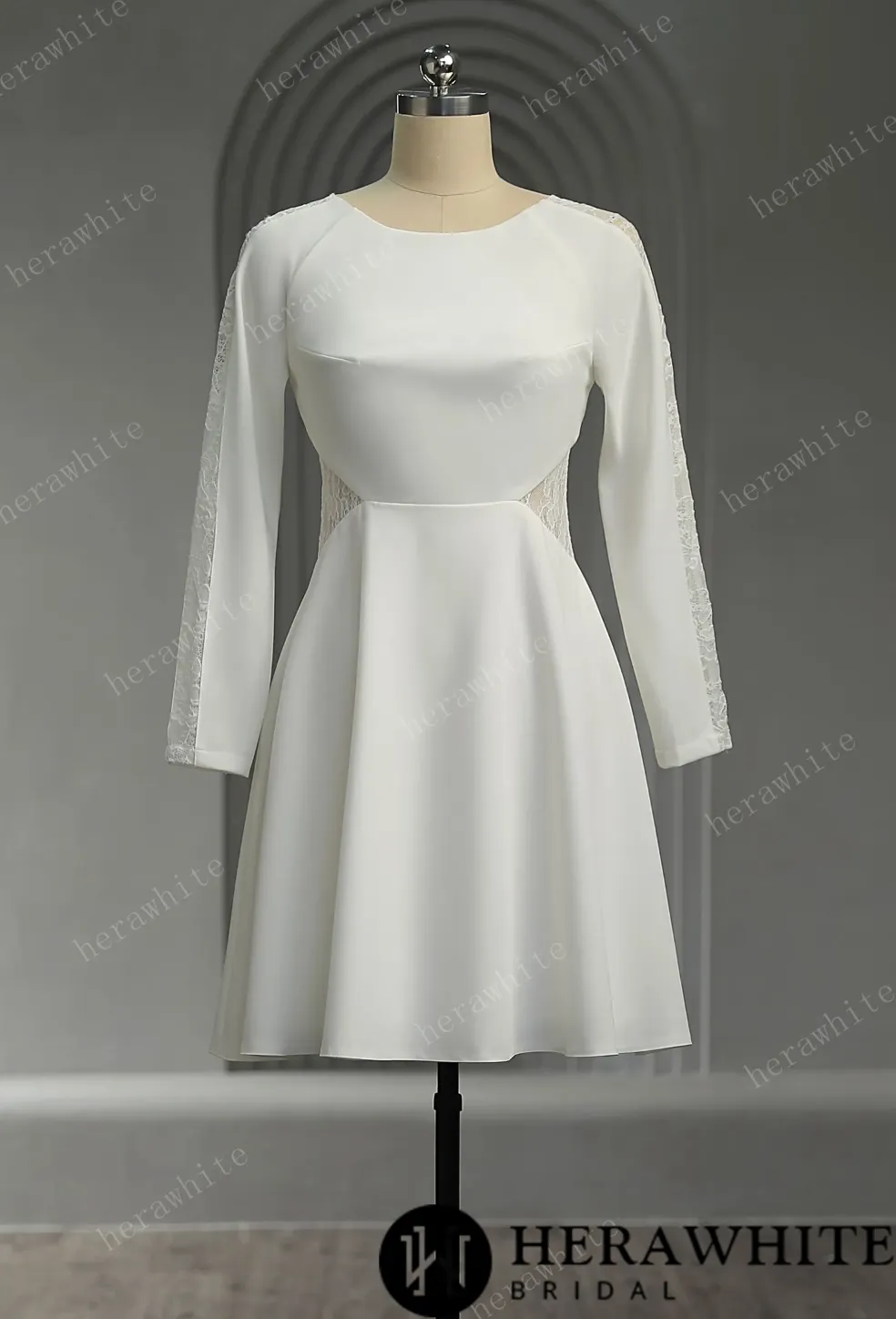 Graceful Illusion Lace Short Wedding Dress