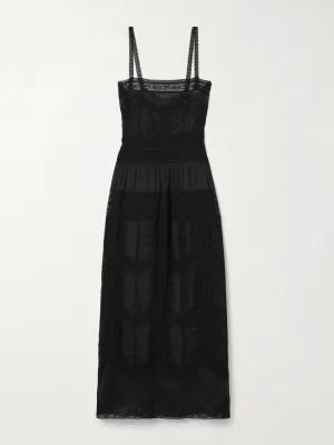 Halliday tiered pannelled lace and cotton-gauze maxi dress