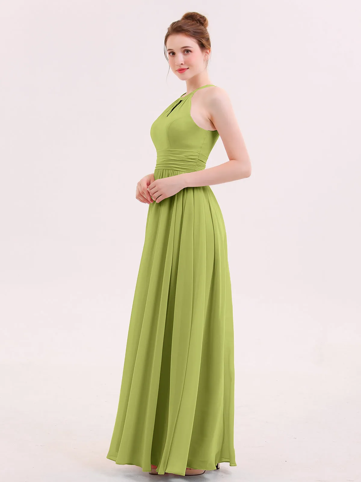 Halter Long Chiffon Dress of Bridesmaids Clover Plus Size