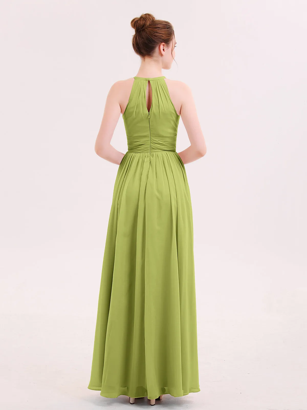 Halter Long Chiffon Dress of Bridesmaids Clover Plus Size