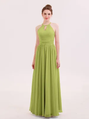 Halter Long Chiffon Dress of Bridesmaids Clover Plus Size