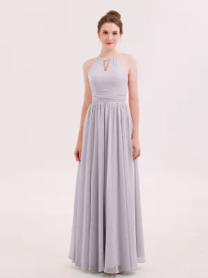 Halter Long Chiffon Dress of Bridesmaids Dusk Plus Size