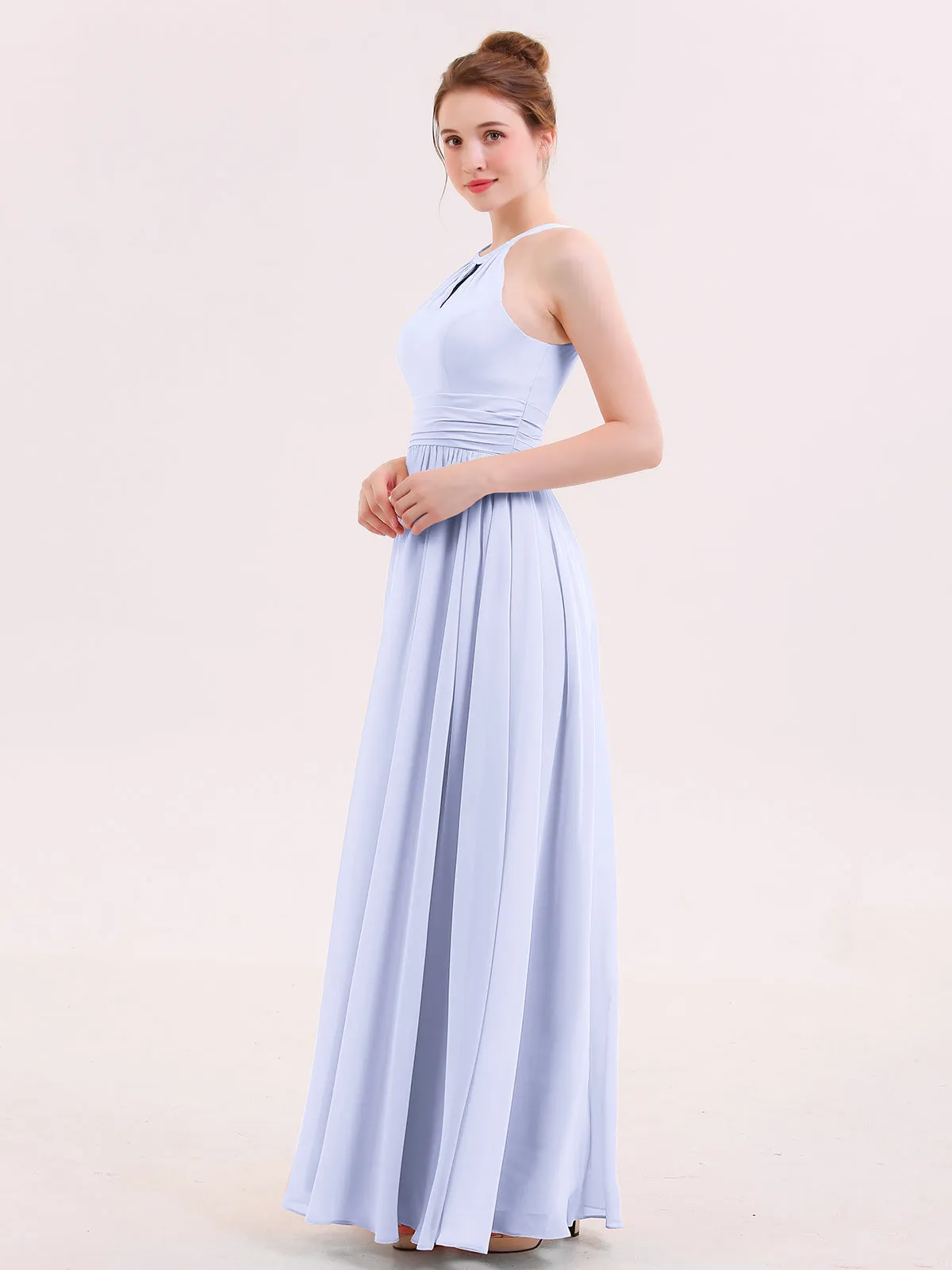 Halter Long Chiffon Dress of Bridesmaids Lavender
