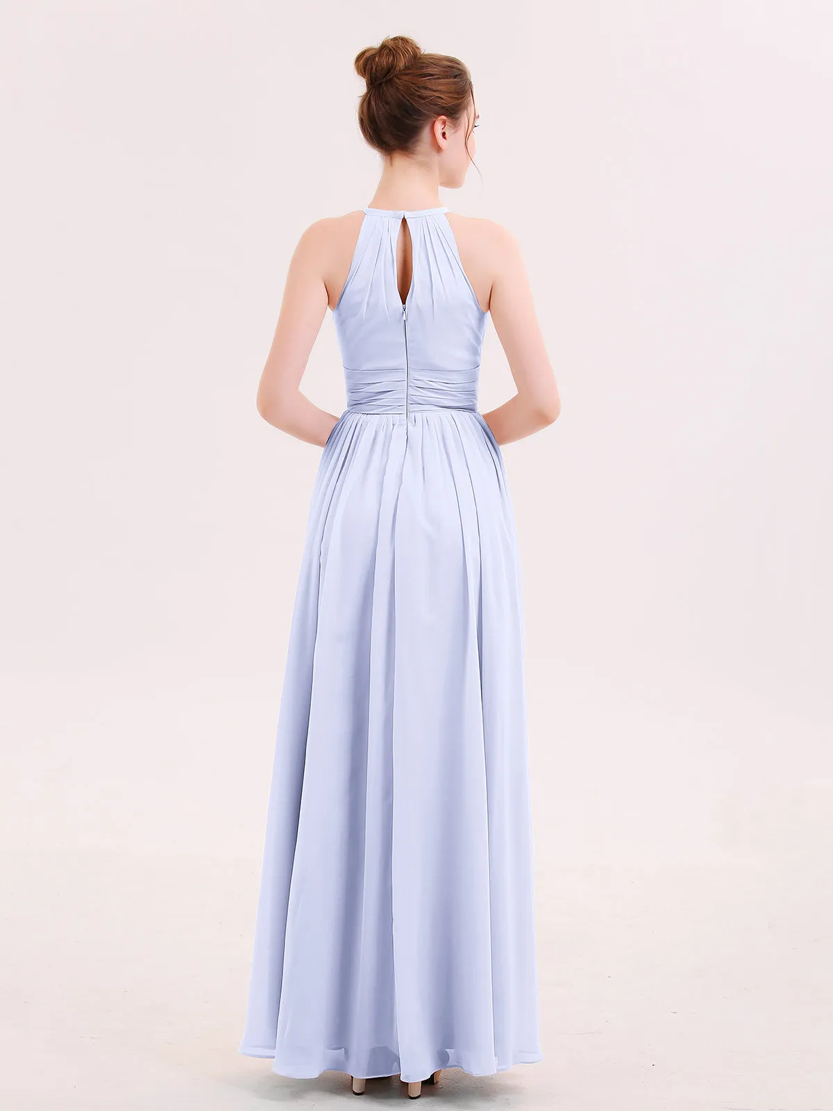 Halter Long Chiffon Dress of Bridesmaids Lavender