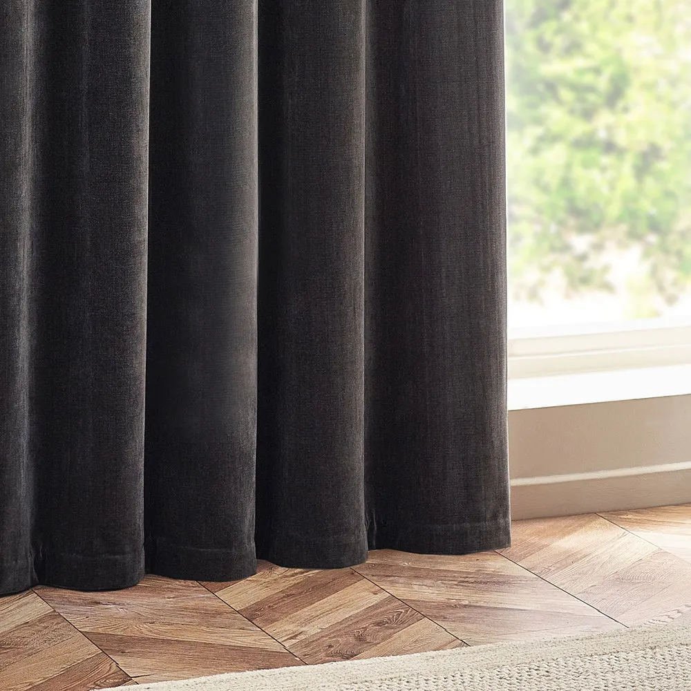 Heavy Chenille Room Darkening Eyelet Curtains Charcoal