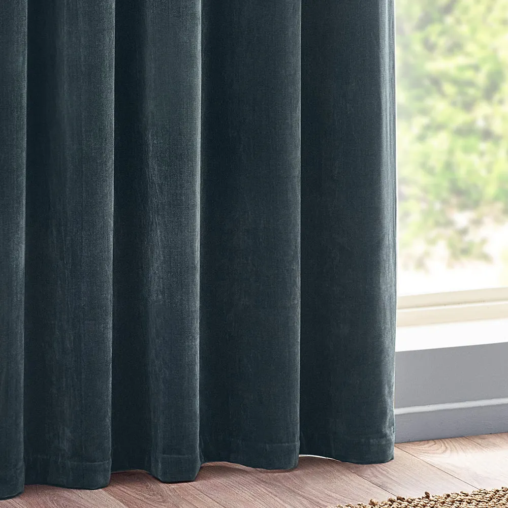 Heavy Chenille Room Darkening Eyelet Curtains Marine
