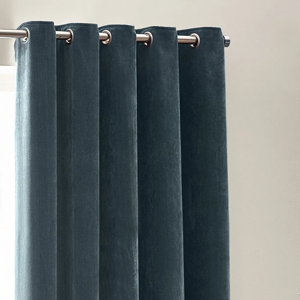 Heavy Chenille Room Darkening Eyelet Curtains Marine