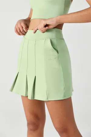 HiTense™ High-Rise Pleated Mini Skirt-Lt Green