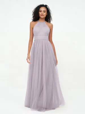 Illusion Halter Tulle Maxi Boho Dresses-Dusk Plus Size