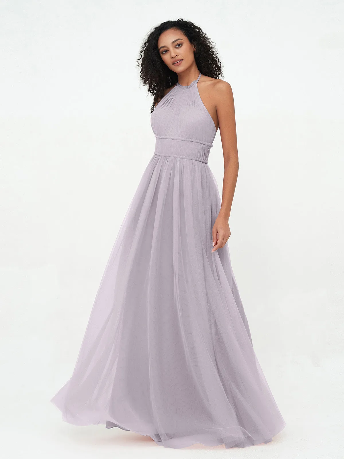 Illusion Halter Tulle Maxi Boho Dresses-Dusk Plus Size