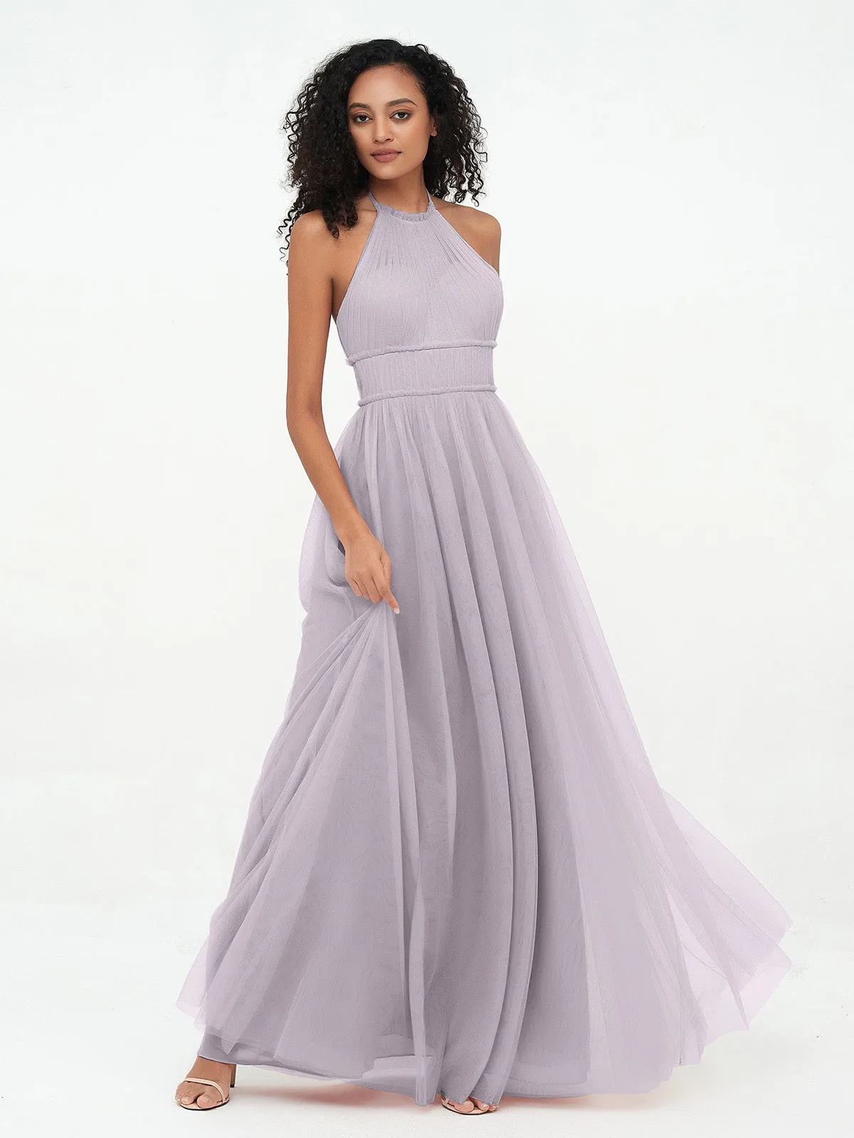 Illusion Halter Tulle Maxi Boho Dresses-Dusk Plus Size