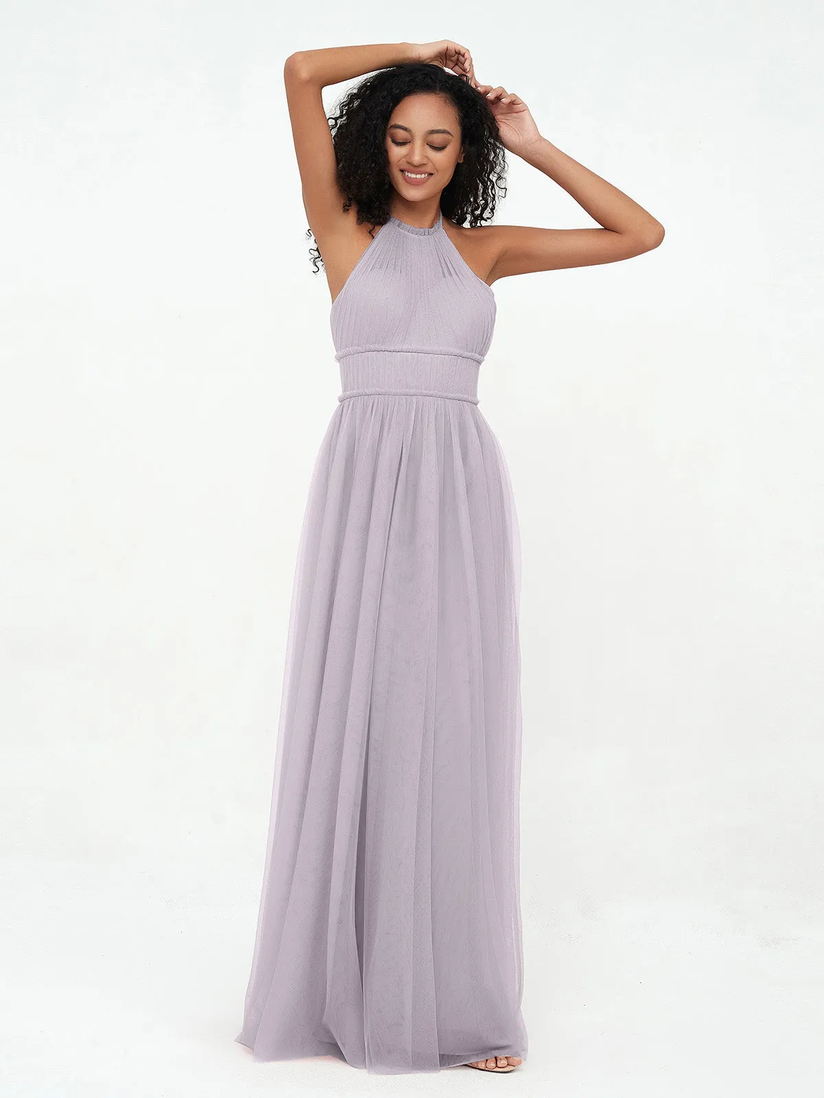 Illusion Halter Tulle Maxi Boho Dresses-Dusk Plus Size
