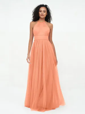 Illusion Halter Tulle Maxi Boho Dresses-Papaya Plus Size