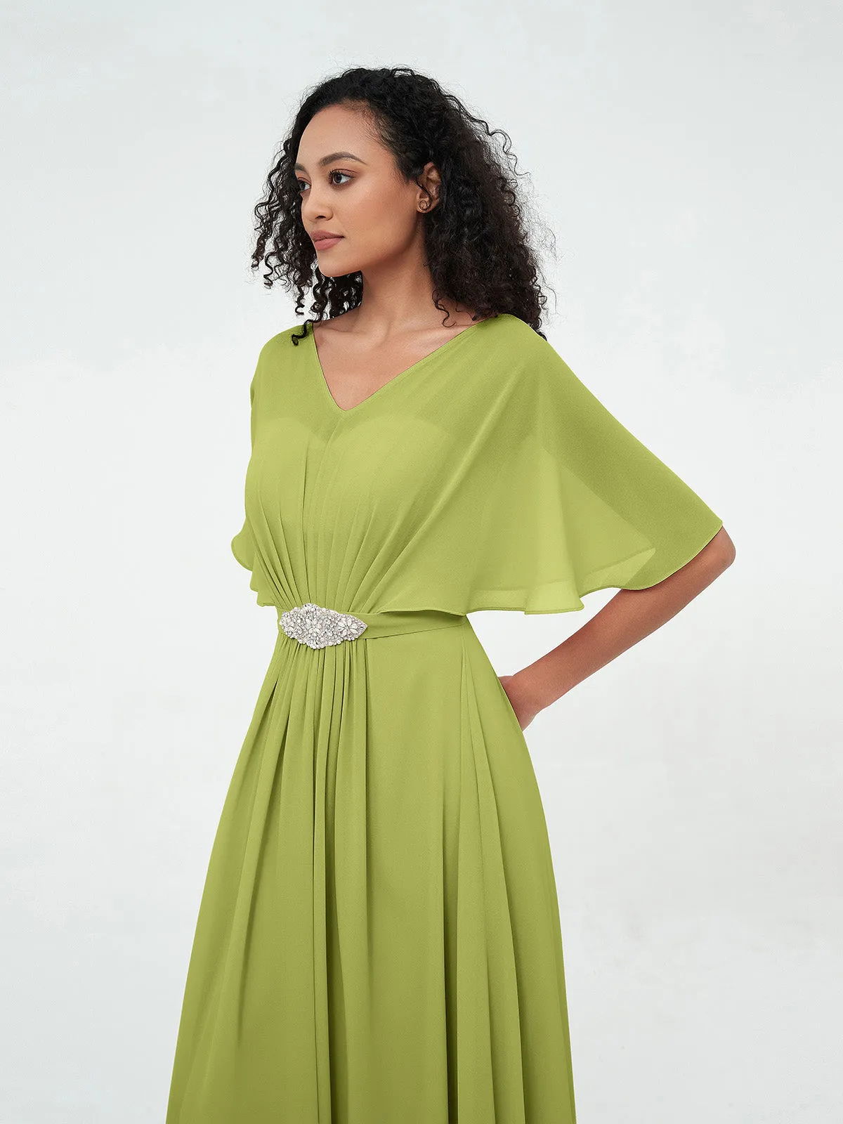 Illusion Sweetheart Neck Chiffon Max Dresses-Clover