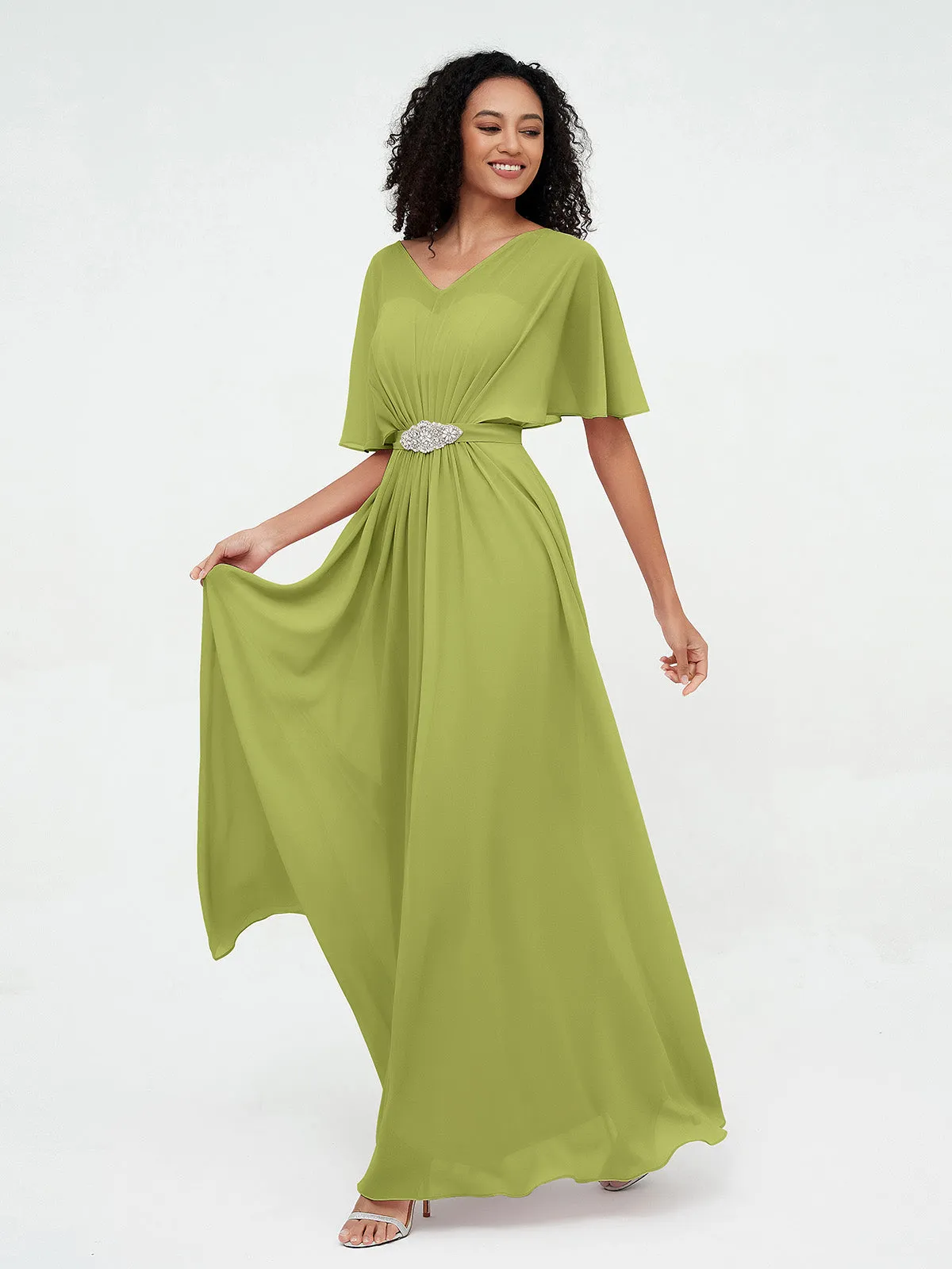 Illusion Sweetheart Neck Chiffon Max Dresses-Clover