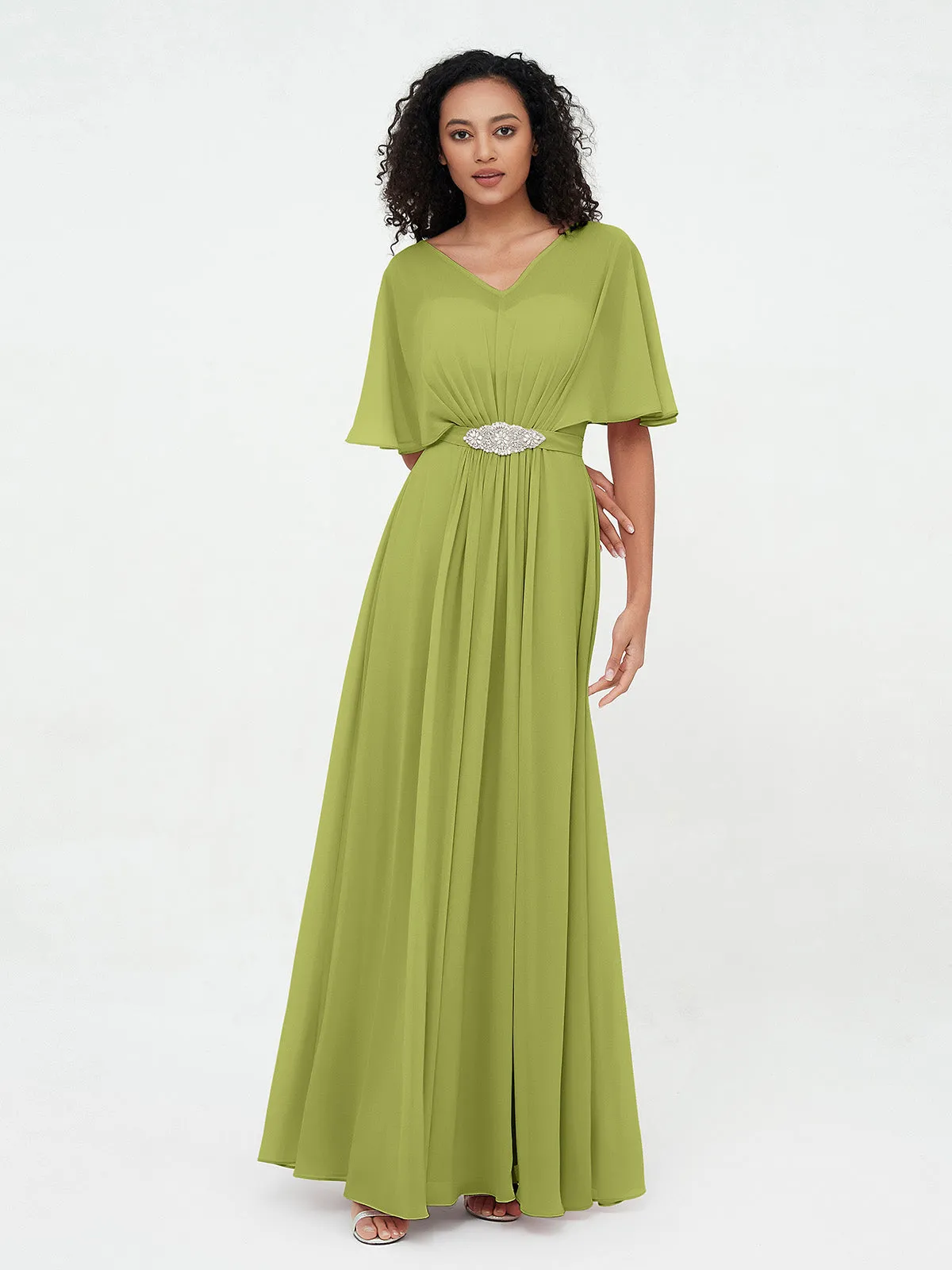Illusion Sweetheart Neck Chiffon Max Dresses-Clover