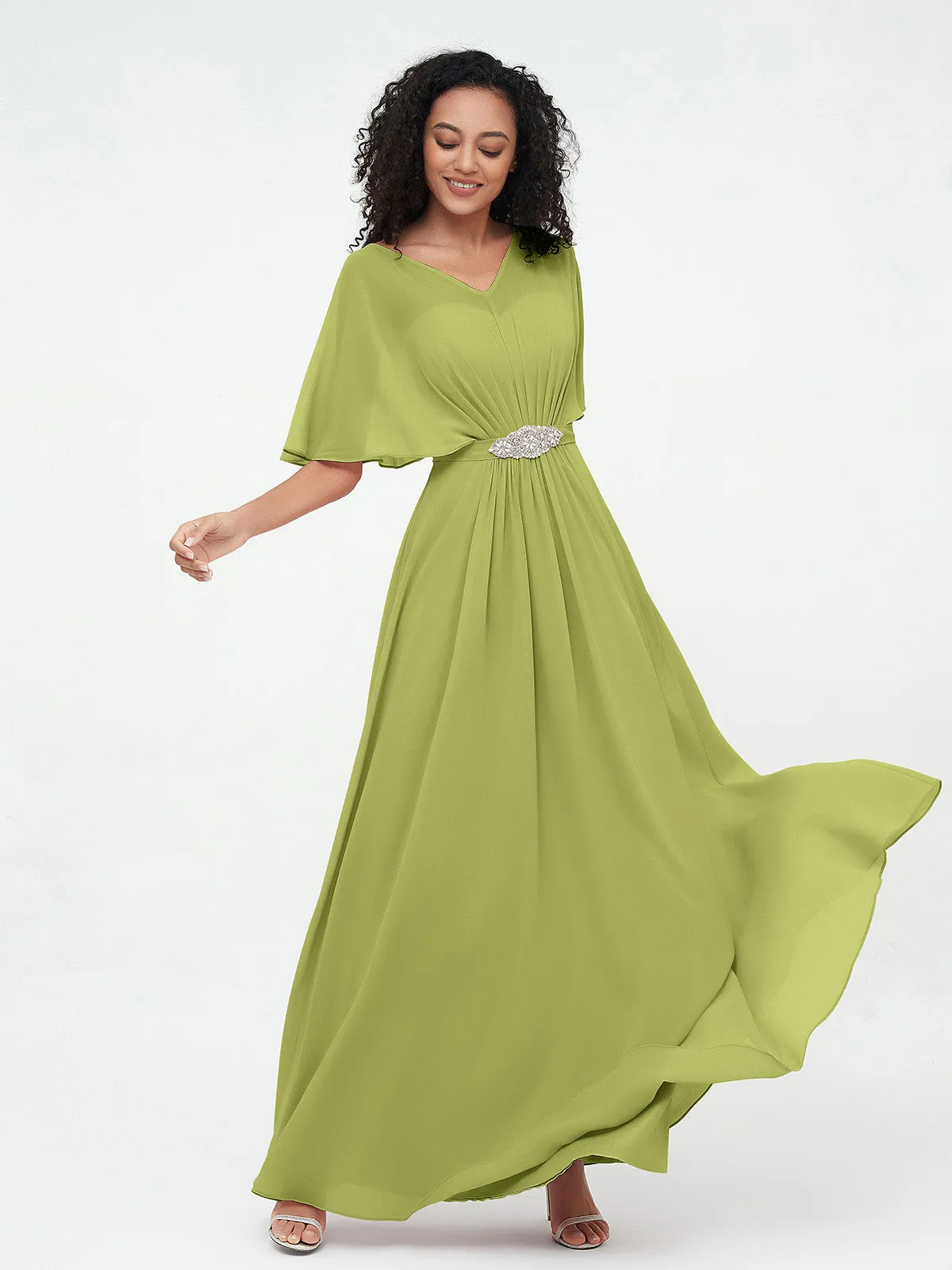 Illusion Sweetheart Neck Chiffon Max Dresses-Clover