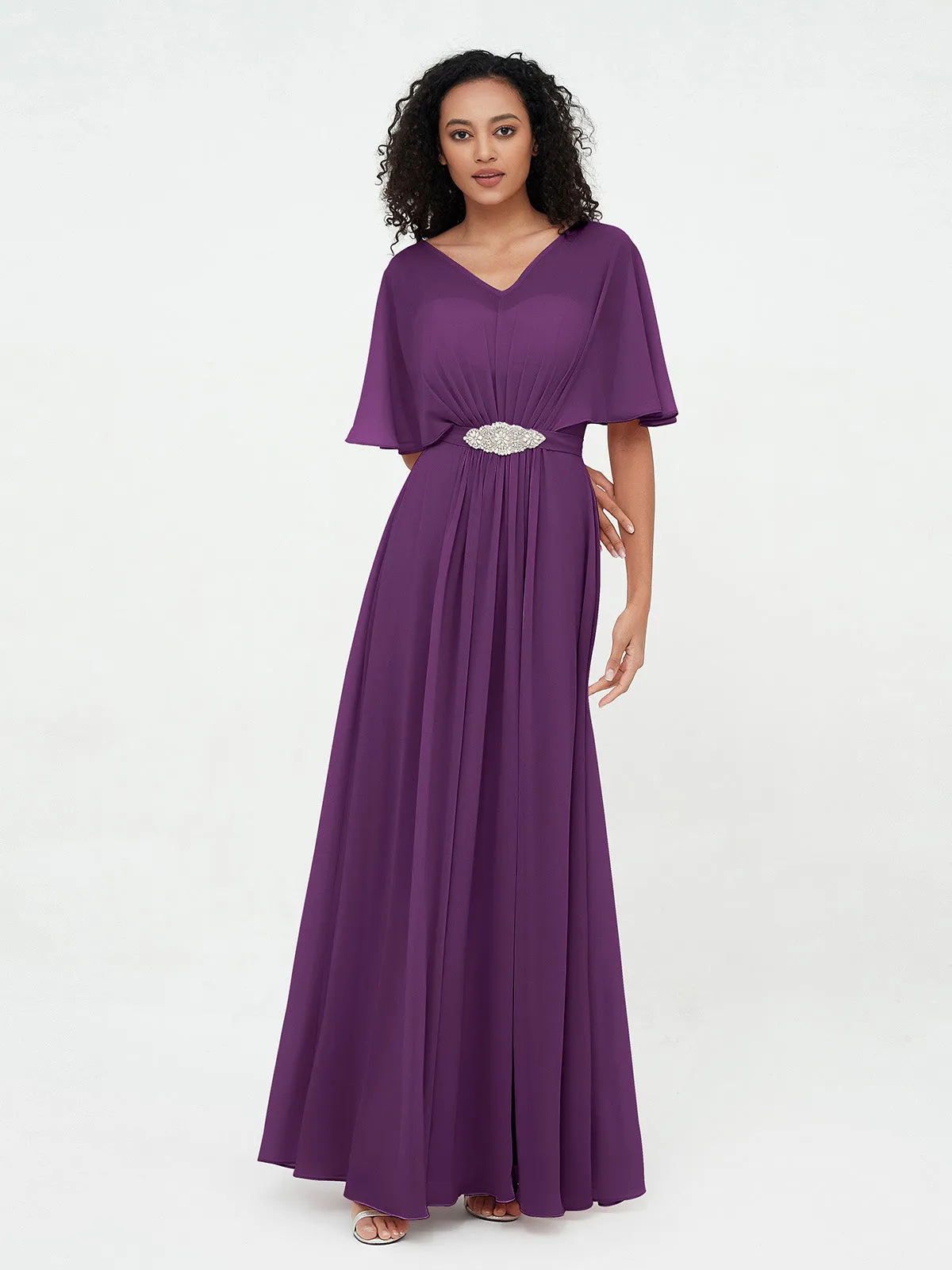Illusion Sweetheart Neck Chiffon Max Dresses-Grape