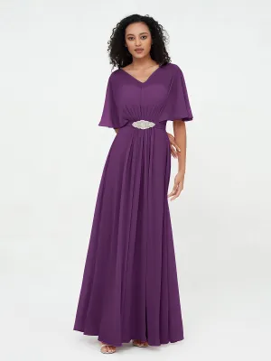Illusion Sweetheart Neck Chiffon Max Dresses-Grape