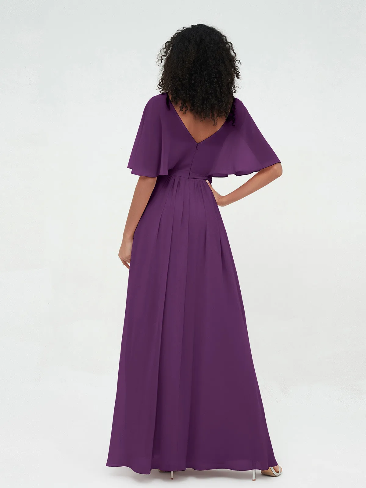 Illusion Sweetheart Neck Chiffon Max Dresses-Grape