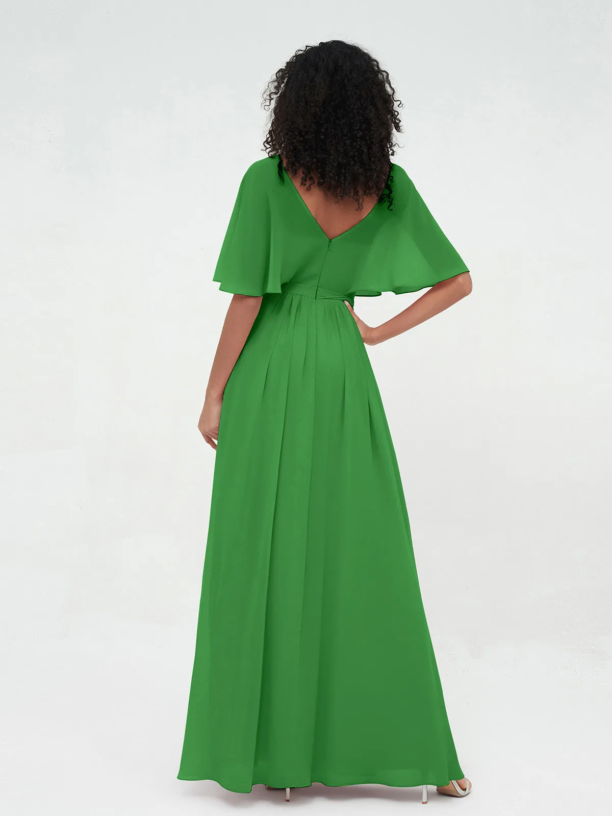 Illusion Sweetheart Neck Chiffon Max Dresses-Green Plus Size