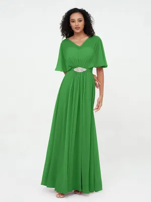 Illusion Sweetheart Neck Chiffon Max Dresses-Green Plus Size