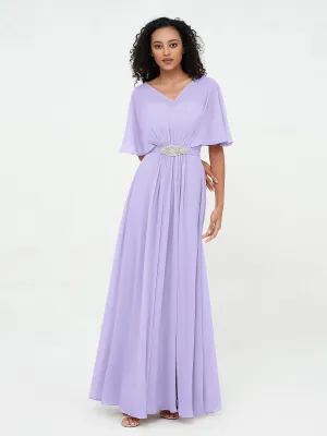 Illusion Sweetheart Neck Chiffon Max Dresses-Lilac