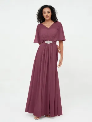 Illusion Sweetheart Neck Chiffon Max Dresses-Mulberry Plus Size